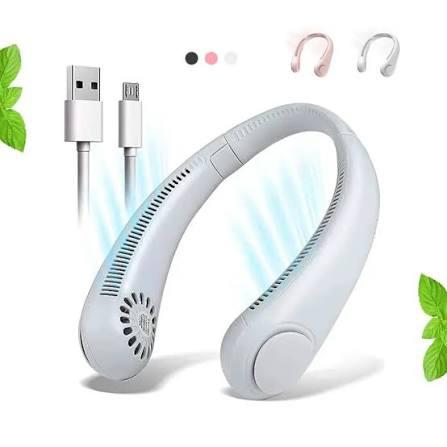 Portable Neck Fan, Hands-Free Wearable Bladeless Fan - USB Rechargeable Personal Cooling Fan